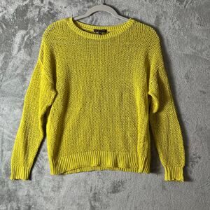 Eileen‎ Fisher Organic Linen Sweater Lightweight Open Knit Pullover Green Small